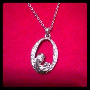 ✅ Mother & Baby Silver Necklace New Great Gift!